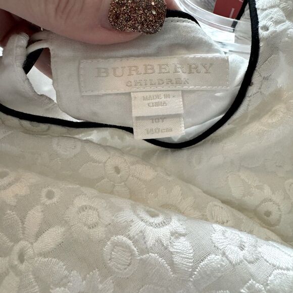 Burberry Children White & Black Eyelet Bow Flare Sleeve Blouse Top Sz 10 Easter - Picture 5 of 5